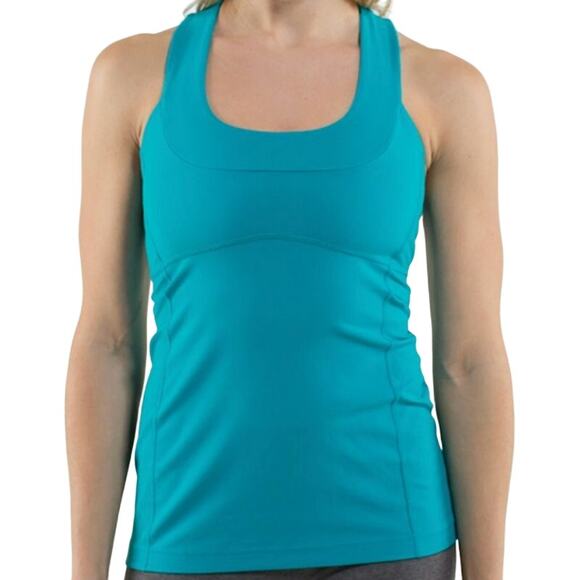 Lululemon Scoop Neck Racerback Tank Shelf Bra Wide Strap Luon COOLMAX Surge 8 - Picture 1 of 5